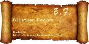 Blistyan Farkas névjegykártya